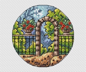 Walking around the City. Summer Arch Cross Stitch Pattern