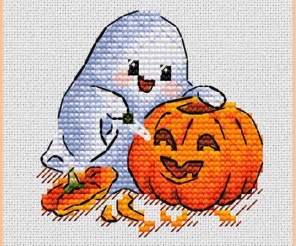 Puff and Pumpkin Cross Stitch Pattern
