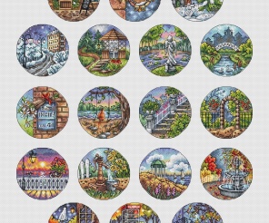 Walking around the City Cross Stitch Pattern
