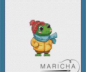 Frog in Coat Cross Stitch Pattern