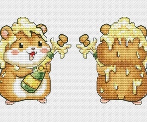 Hamsters Toys. Champagne Cross Stitch Pattern
