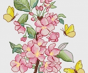 Cherry Season. Blossom Cross Stitch Pattern