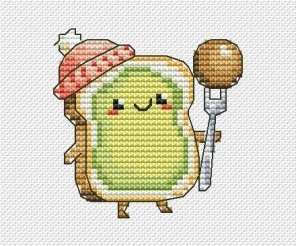 Cute Food. Avocado Sandwich Cross Stitch Pattern