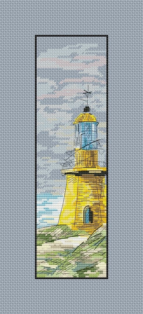 Bookmark Yellow Lighthouse Cross Stitch Pattern фото 3
