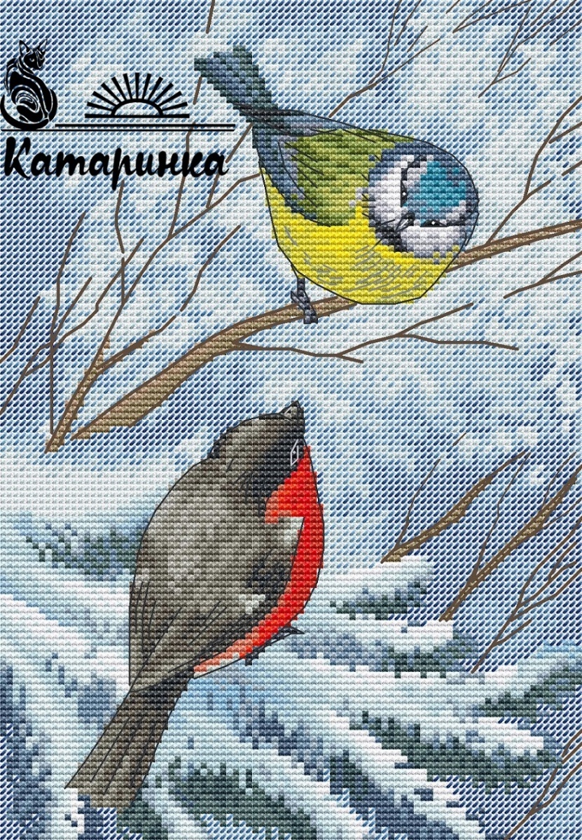 Winter. Birds Cross Stitch Pattern фото 1