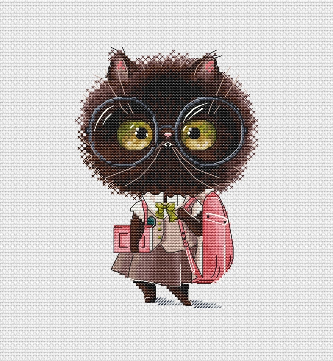 The Kitty Ksyusha Goes to School Cross Stitch Pattern фото 1