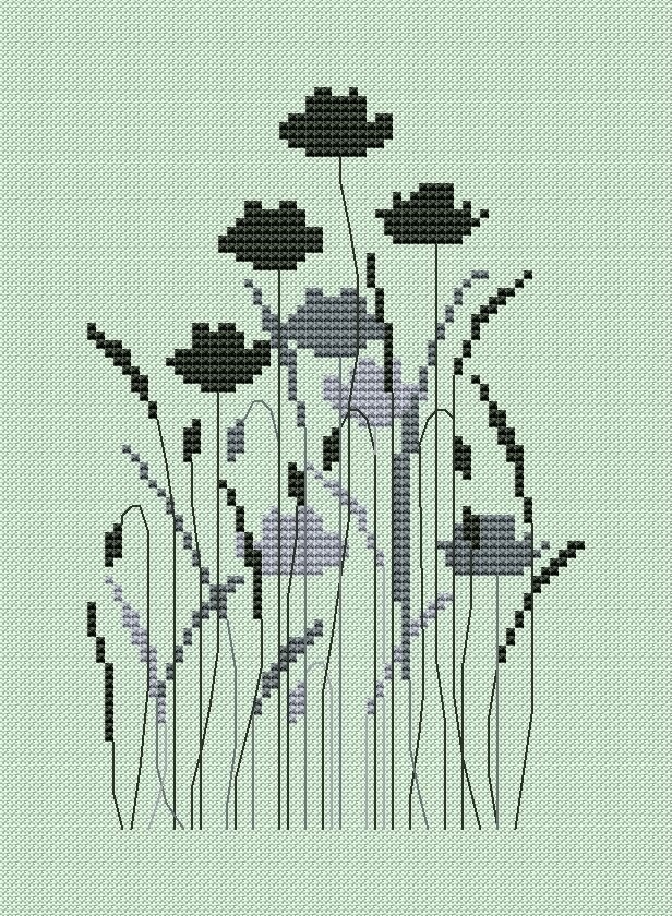 Poppy Silhouette Cross Stitch Pattern фото 1