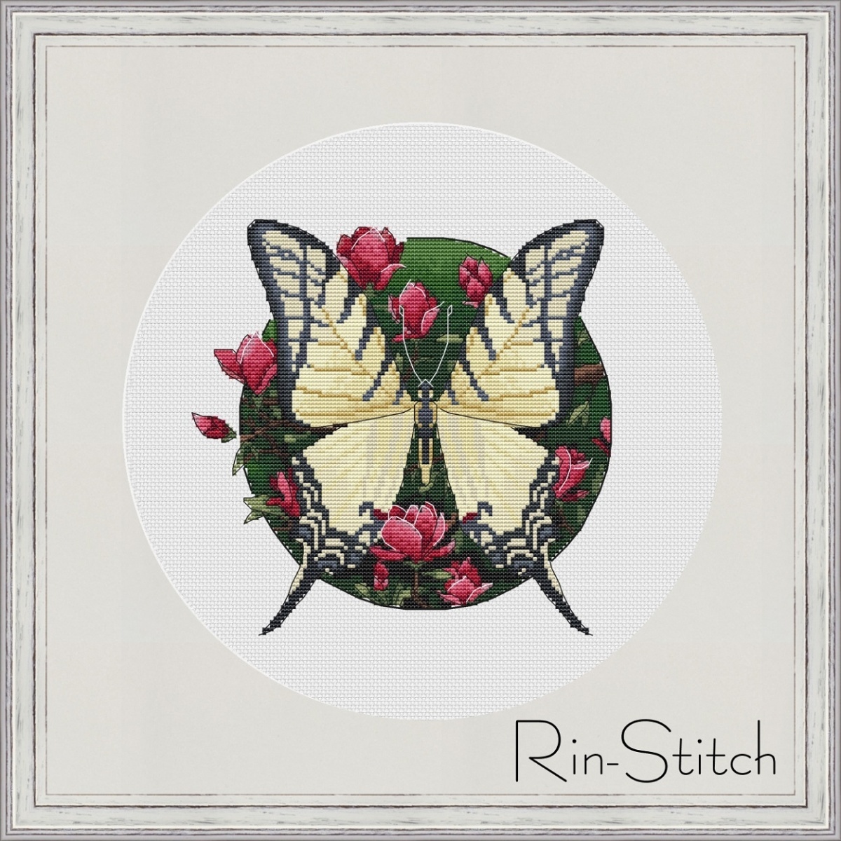 Magnolia Butterfly Cross Stitch Pattern фото 1