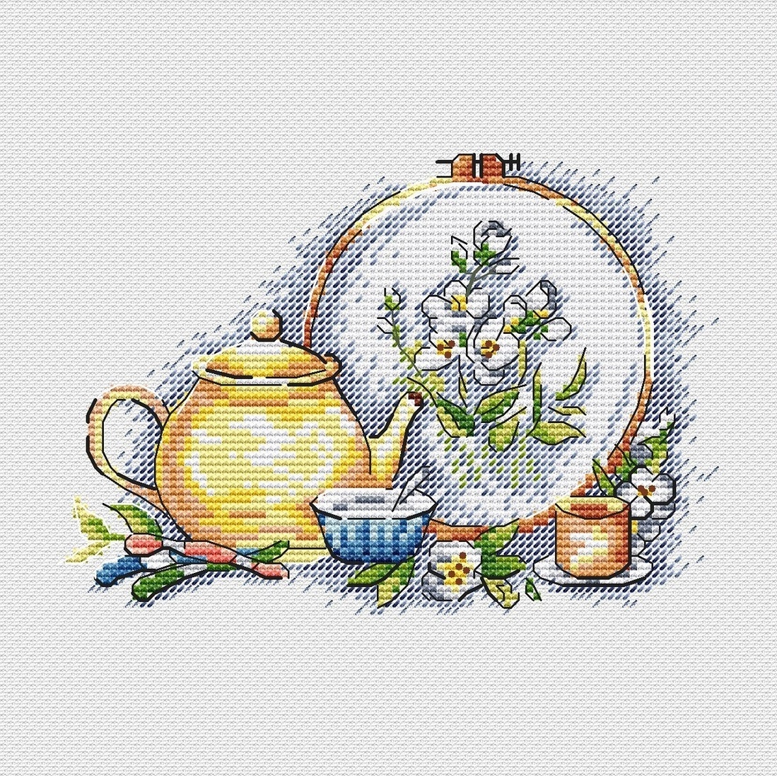 Seasonal Tea. Spring Cross Stitch Pattern фото 1