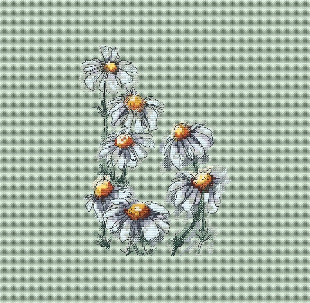 Chamomile Flowers Cross Stitch Pattern фото 3
