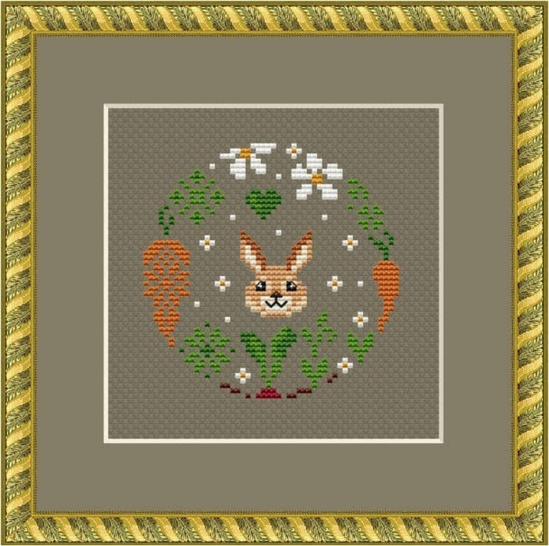 Wreath. Rabbit with Carrots Cross Stitch Pattern фото 1