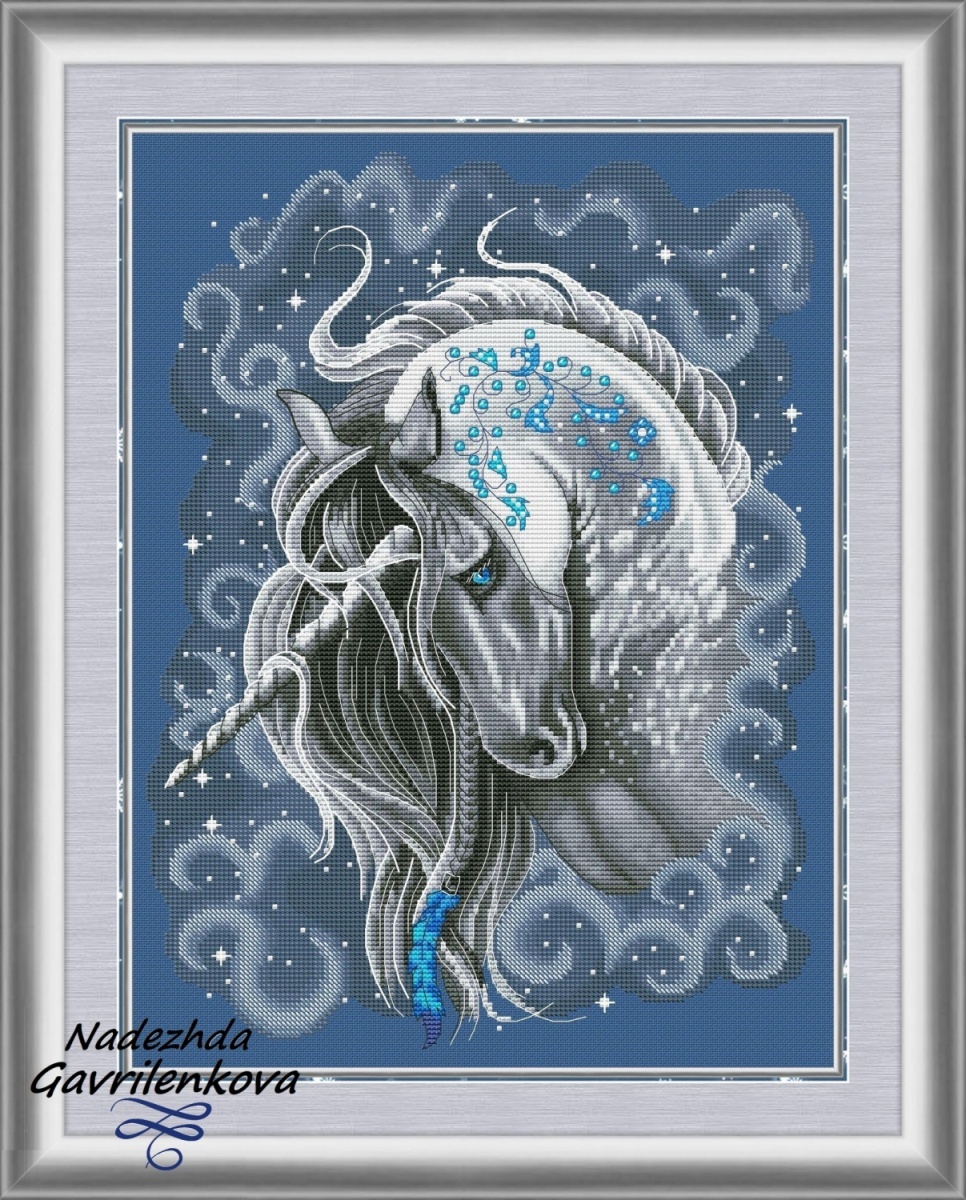 Frosty Unicorn Cross Stitch Pattern фото 1