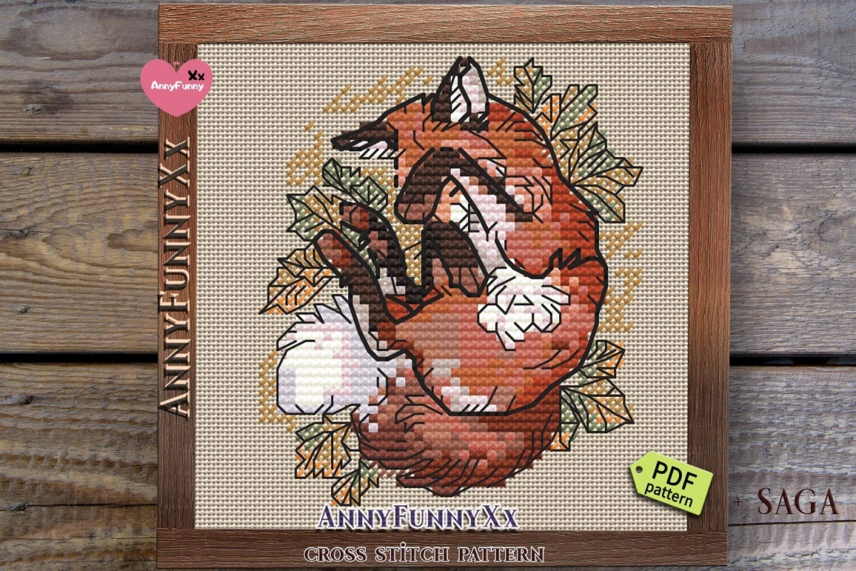 Small Sleeping Fox Cross Stitch Pattern фото 4