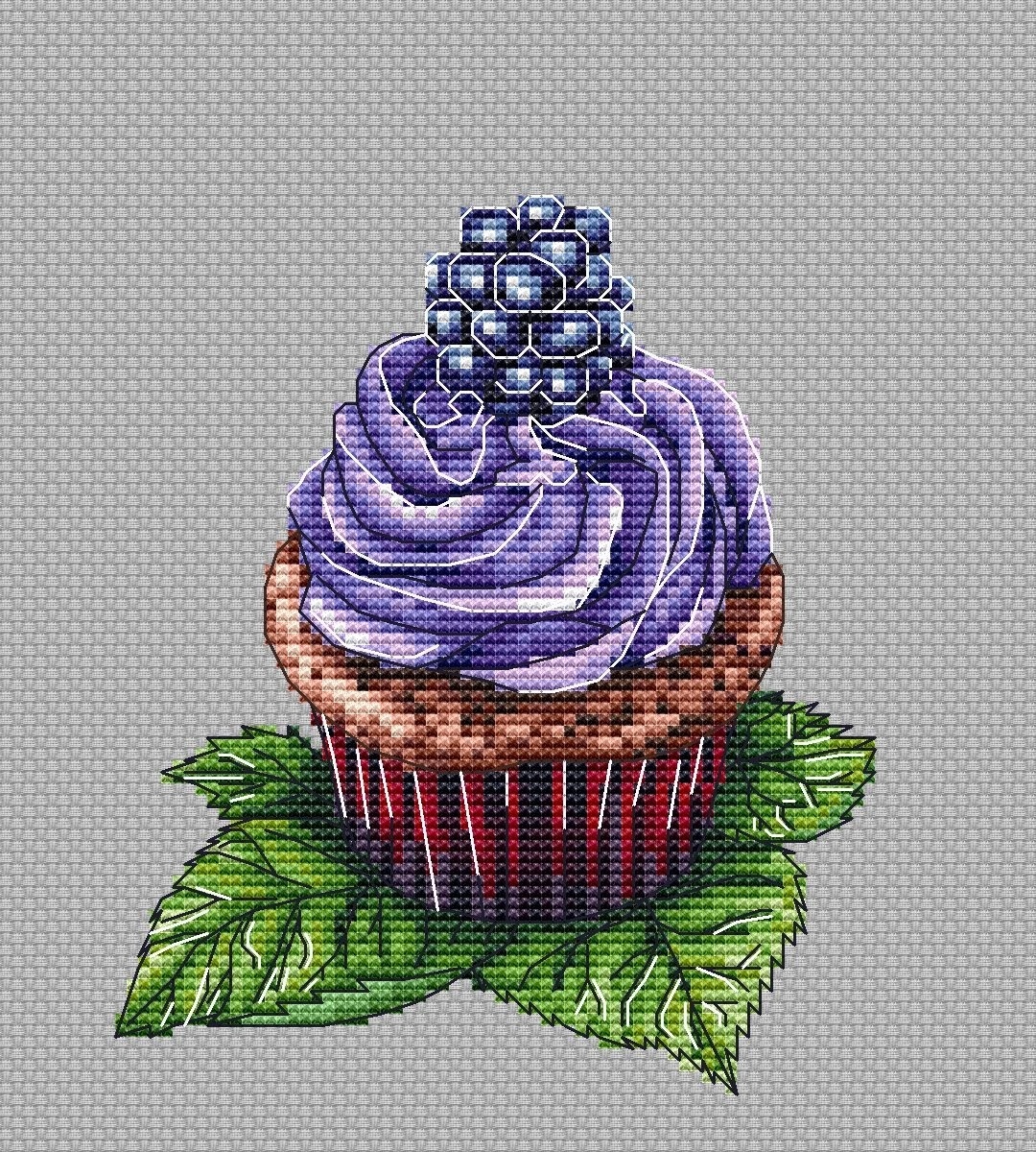 Blackberry Cupcake Cross Stitch Pattern, code AZ-036 A-Z Designer | Buy ...