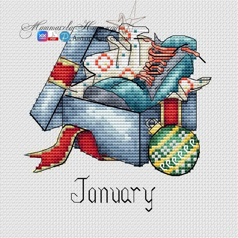 Boot - January Cross Stitch Pattern фото 1