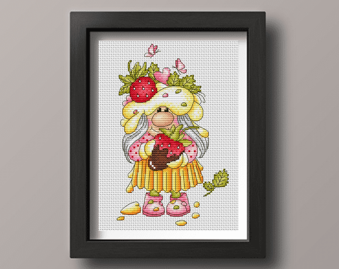 Sweet Girl Gnome Cross Stitch Pattern фото 2