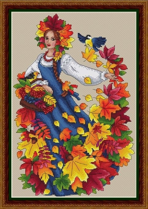 Autumn Lady Cross Stitch Pattern фото 1