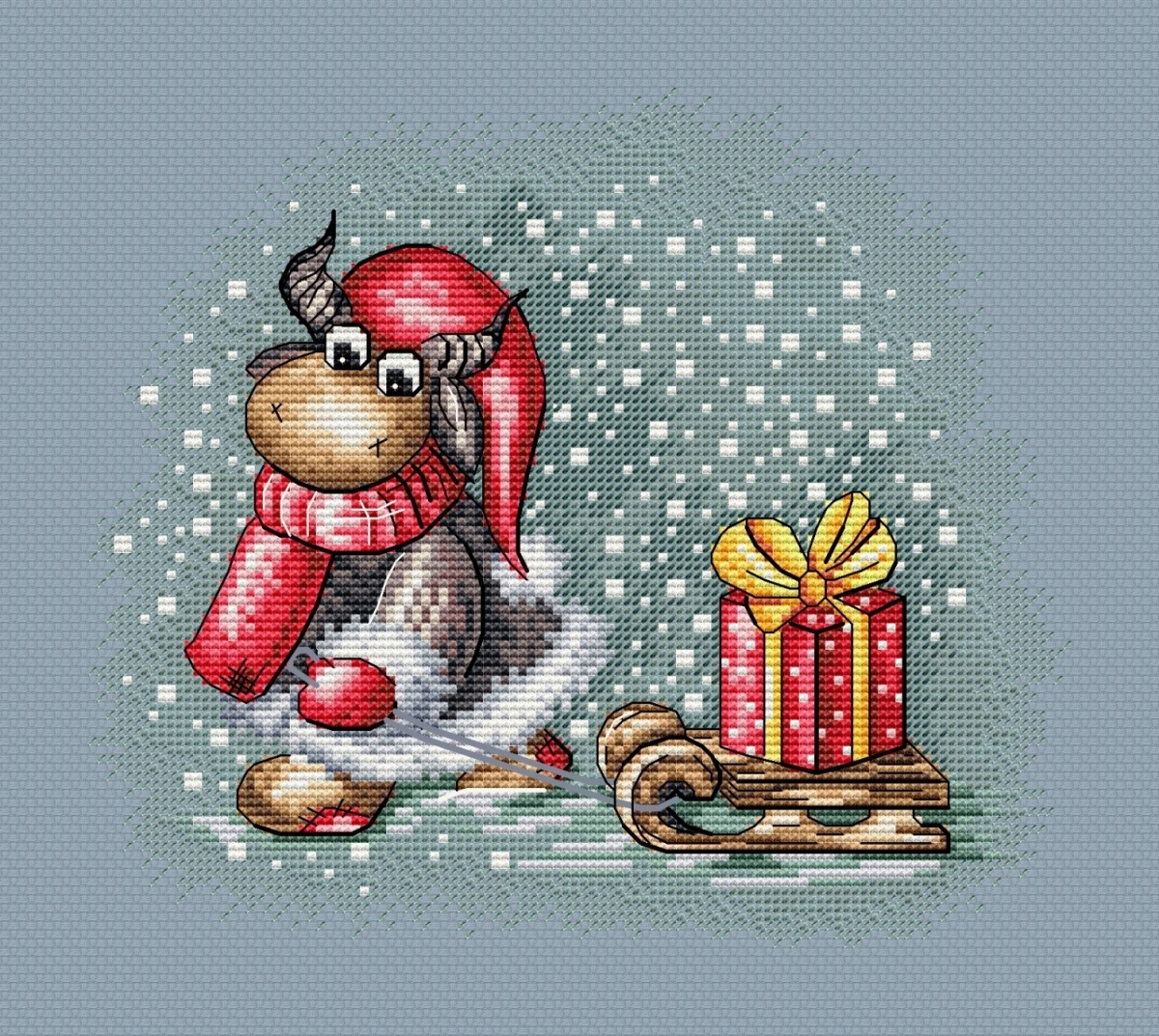 Bull with a Sled Cross Stitch Pattern фото 4