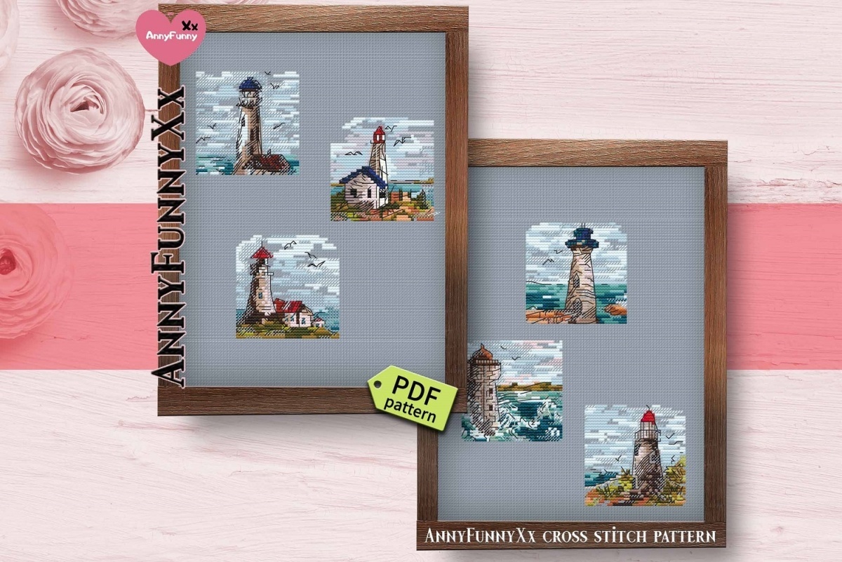 Lighthouse Miniatures Set Cross Stitch Pattern фото 11