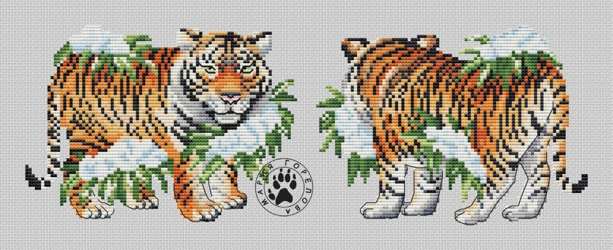 Siberian Tiger Cross Stitch Pattern фото 1