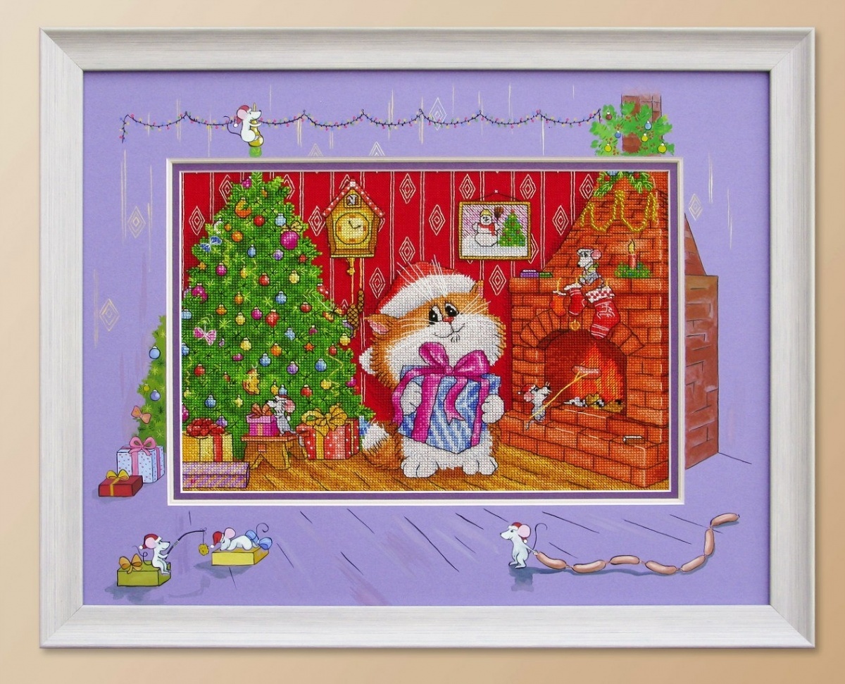 Cat and Christmas Gifts Cross Stitch Pattern фото 3