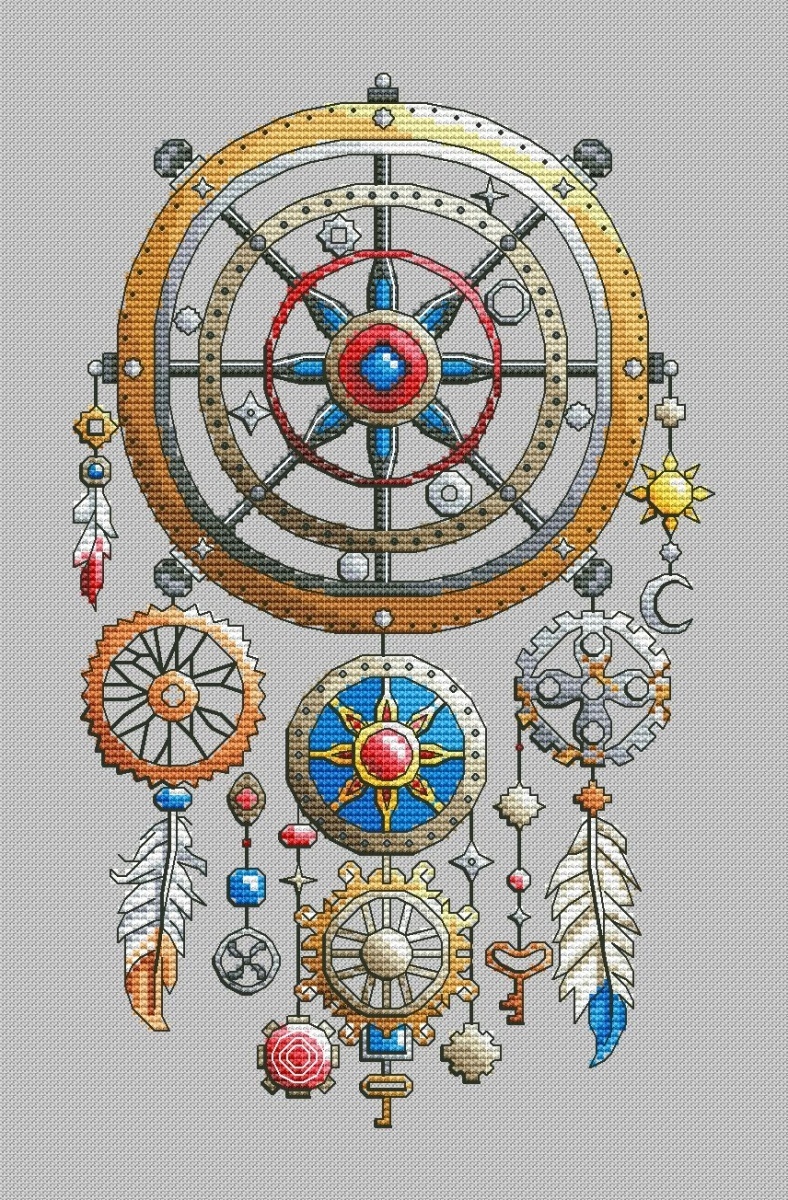Steampunk Dreamcatcher Cross Stitch Pattern фото 1