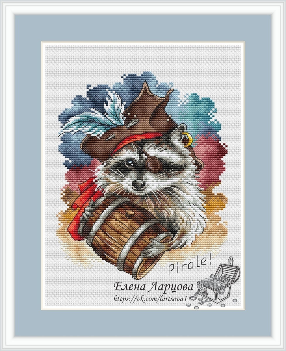 The Pirate Raccoon Cross Stitch Pattern фото 1