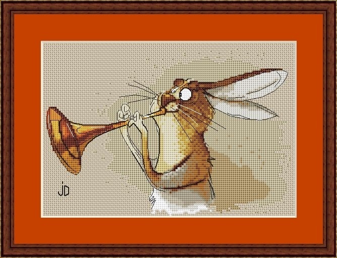 Bunny Musician Cross Stitch Pattern фото 1