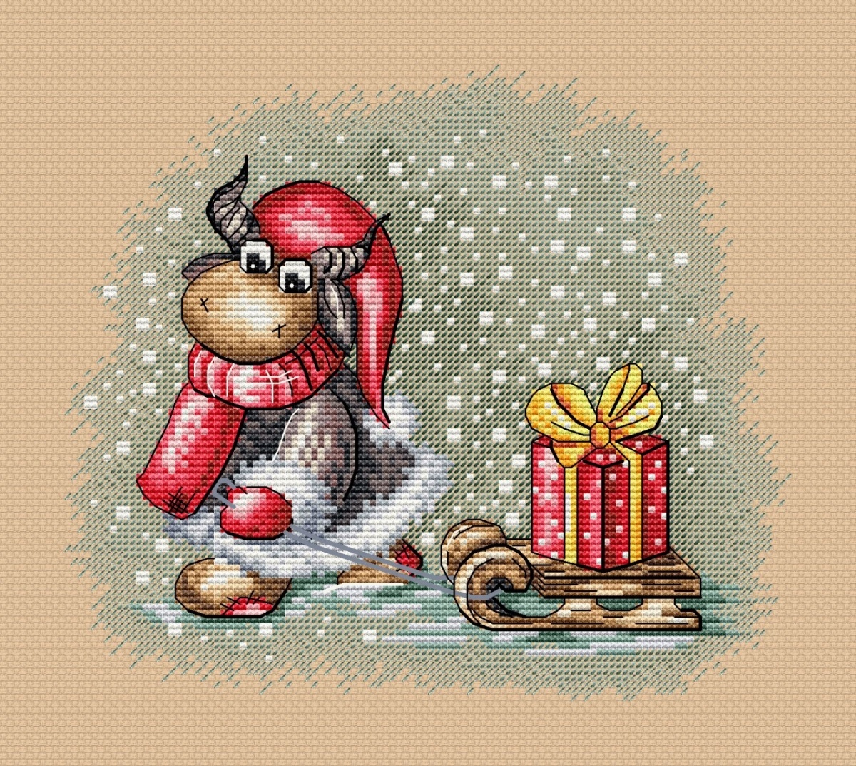 Bull with a Sled Cross Stitch Pattern фото 2