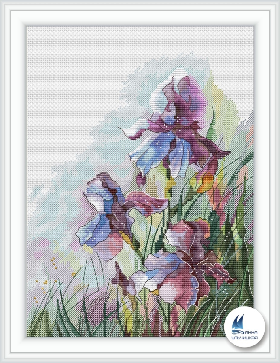 Watercolor Iris Cross Stitch Chart фото 1