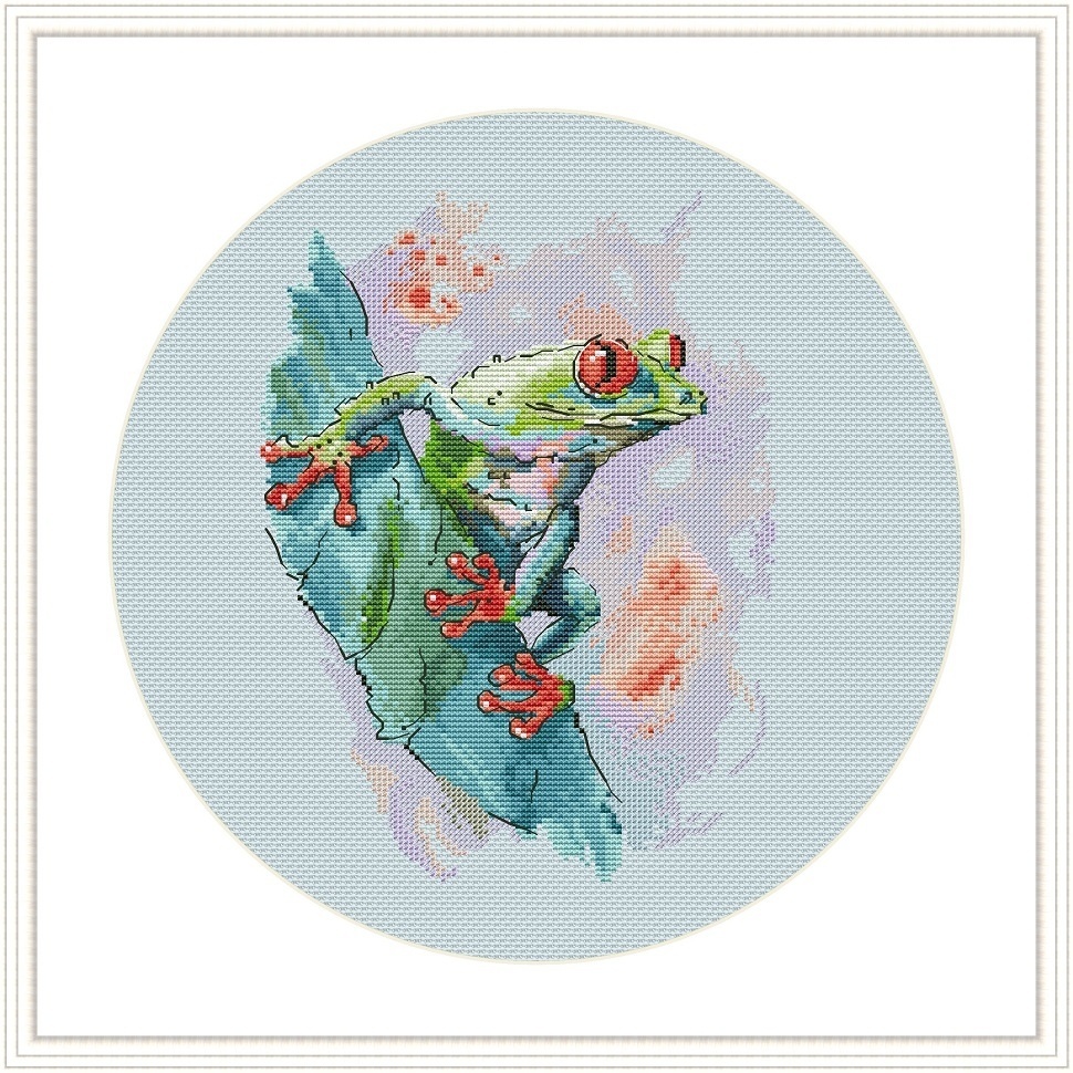 Tree Frog on a Lilac Background Cross Stitch Pattern фото 2