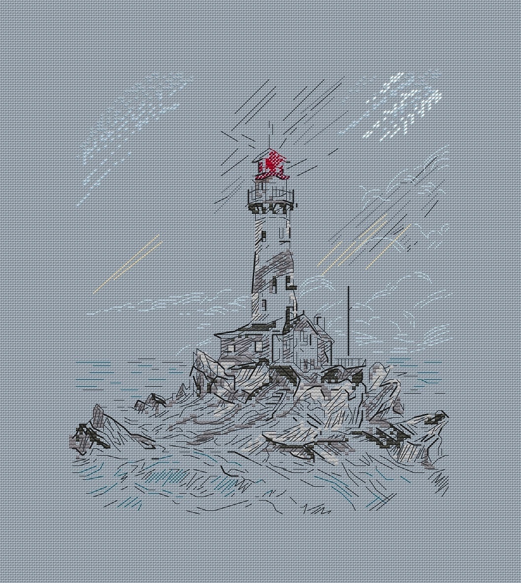 Lighthouse. Sketch Cross Stitch Pattern фото 3