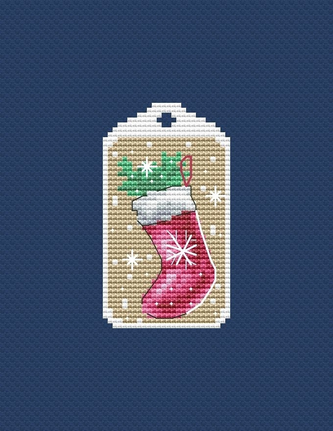 Christmas Keychain. Boot Cross Stitch Pattern фото 1