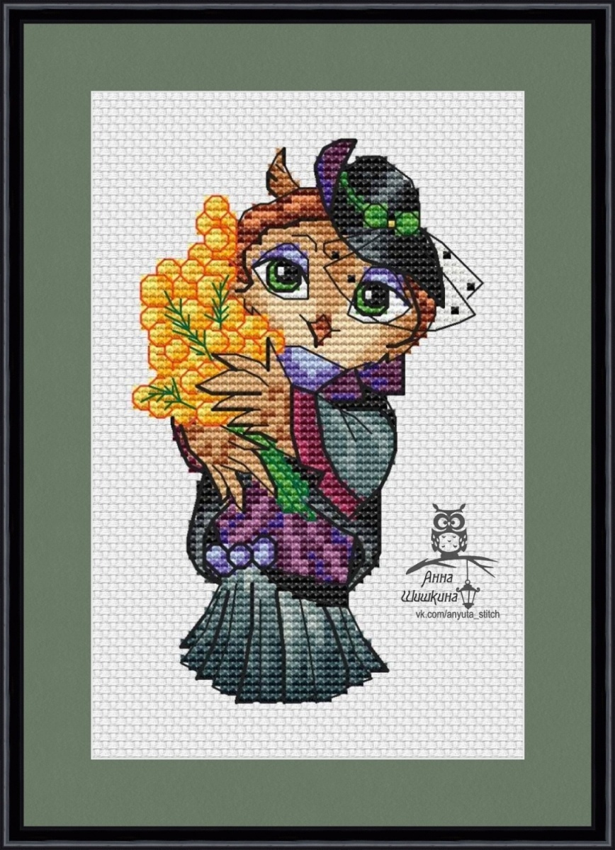 Lady Owl Cross Stitch Pattern фото 1