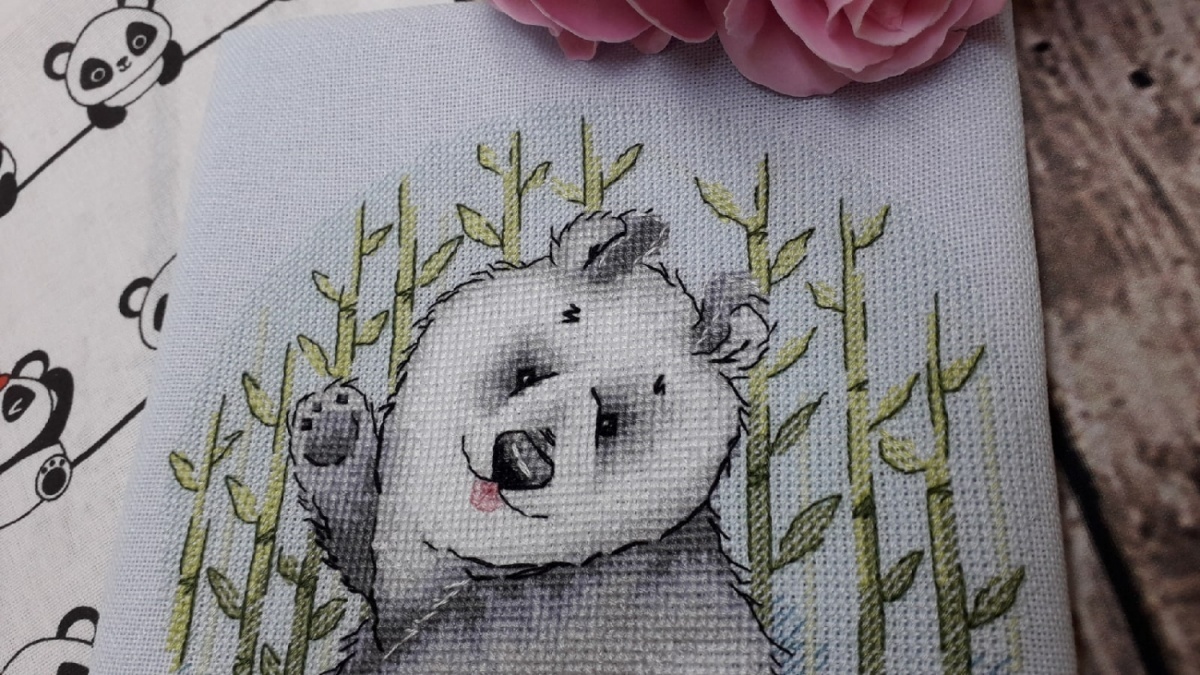 Panda and Bamboo Cross Stitch Pattern фото 2