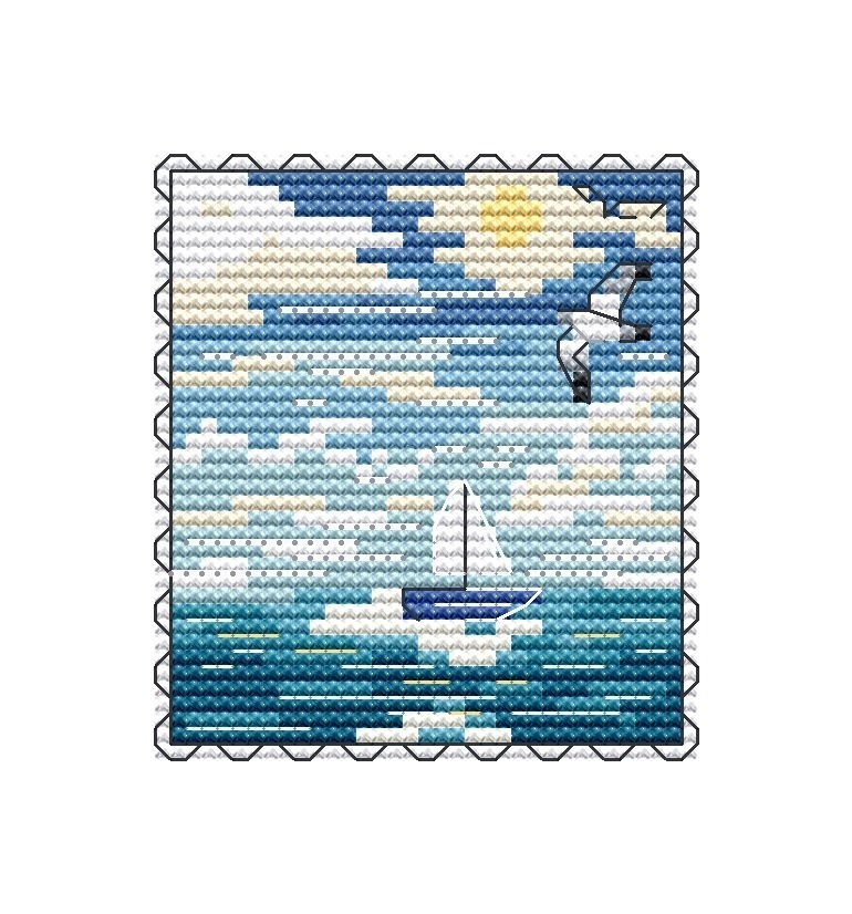Sea Breeze Postage Stamp Cross Stitch Pattern фото 4