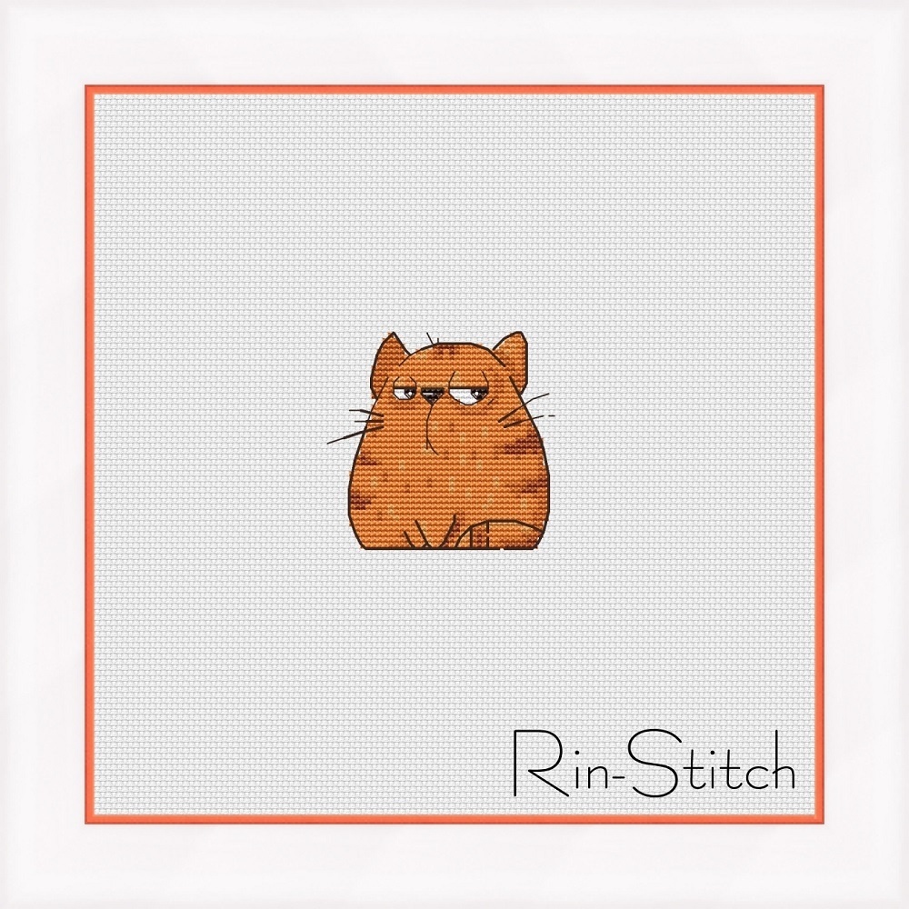 Peach Cat Cross Stitch Pattern фото 1