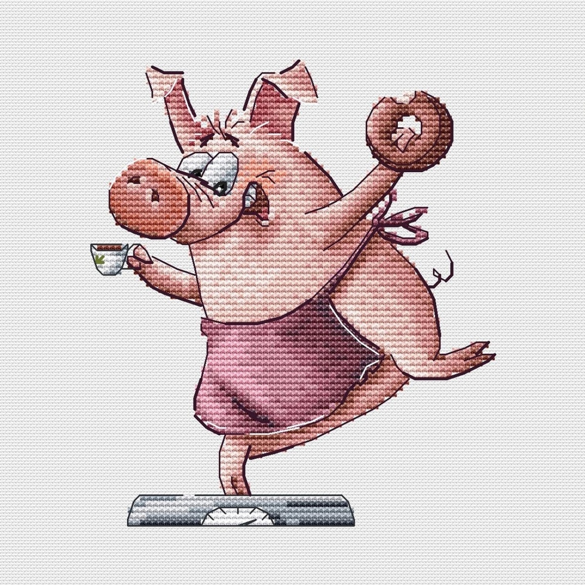 Piggy and Diet Cross Stitch Pattern фото 1