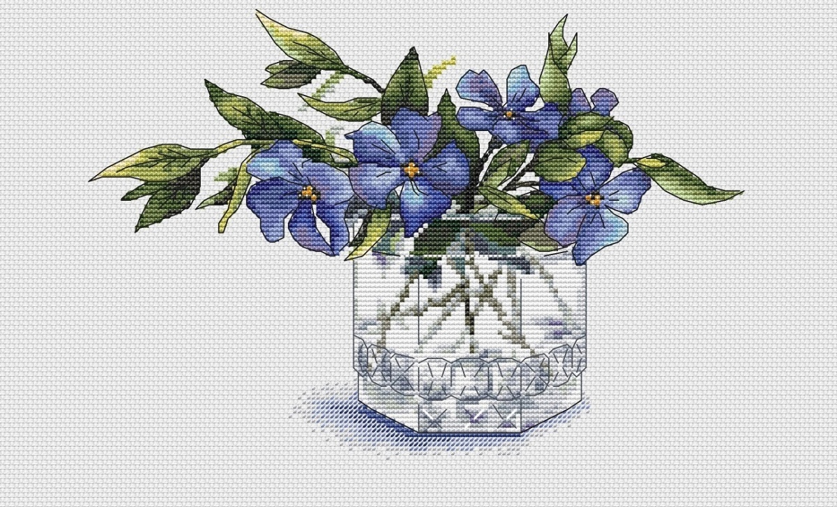 Flowers in a Glass Cross Stitch Pattern фото 1