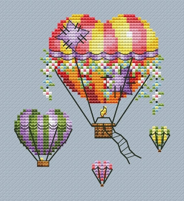 Cross stitch bookmark kit Air Balloon