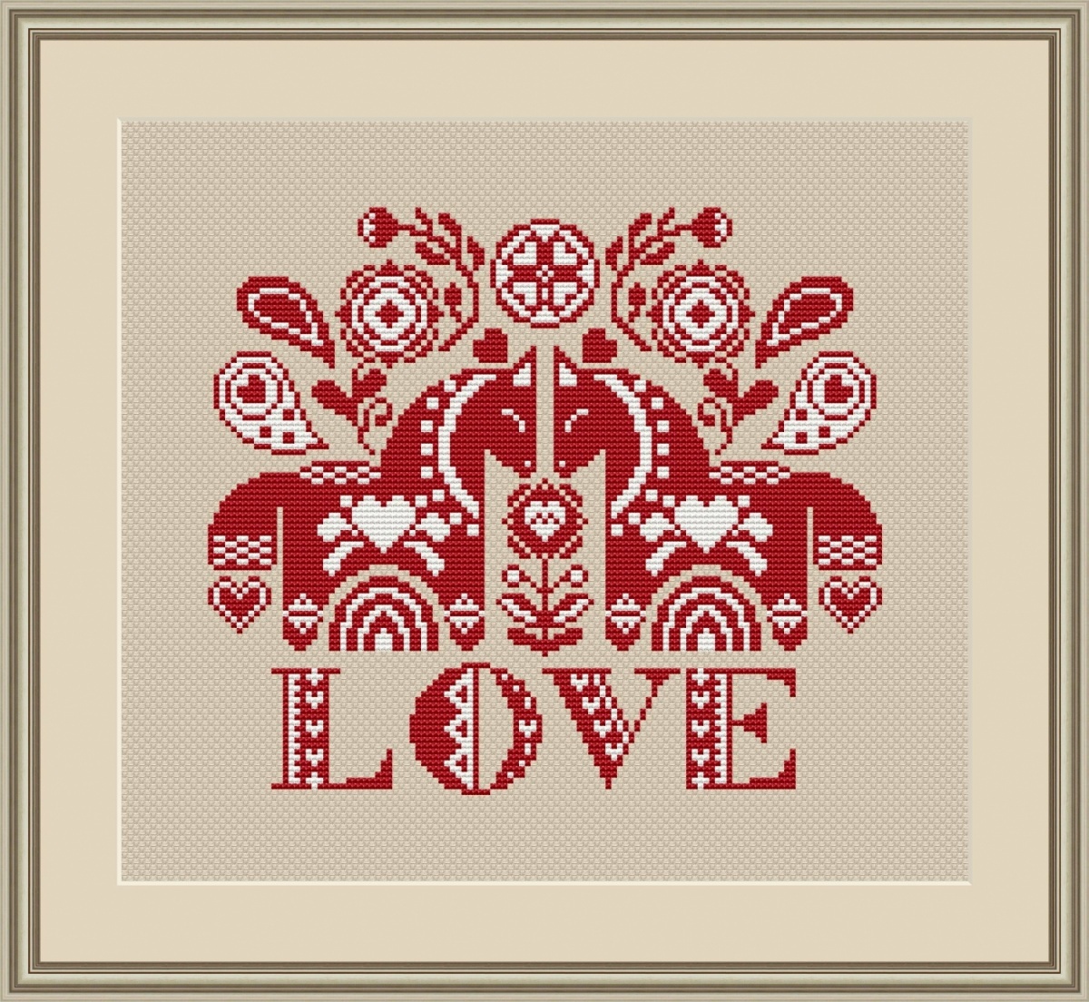 Love. Dala Horse Cross Stitch Pattern фото 1
