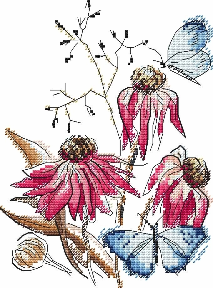 Flowers. Sketch. Chamomiles Cross Stitch Pattern фото 9