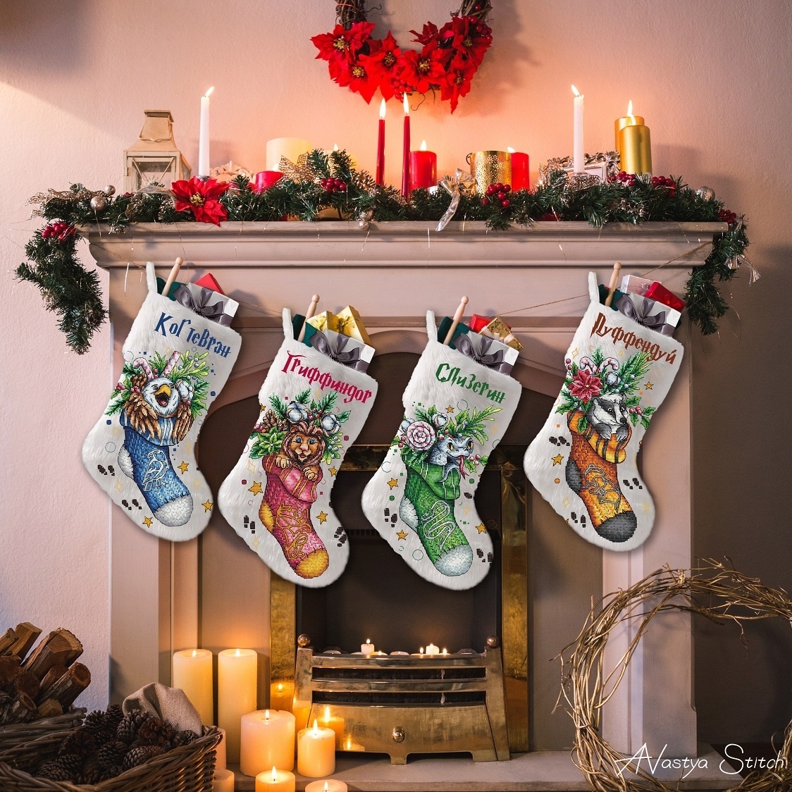 Christmas Socks Faculties Set Cross Stitch Pattern фото 1