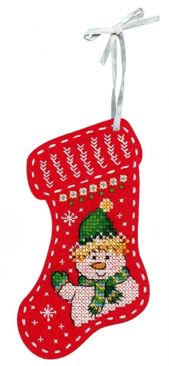 Christmas Stocking "Hello from the Snowman" Cross Stitch Kit фото 1