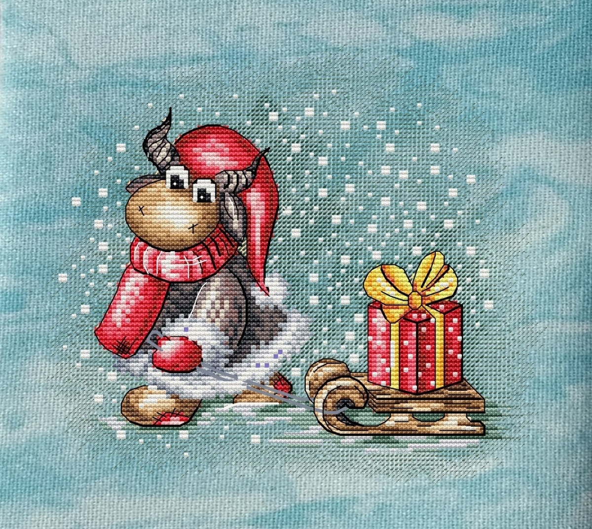 Bull with a Sled Cross Stitch Pattern фото 8