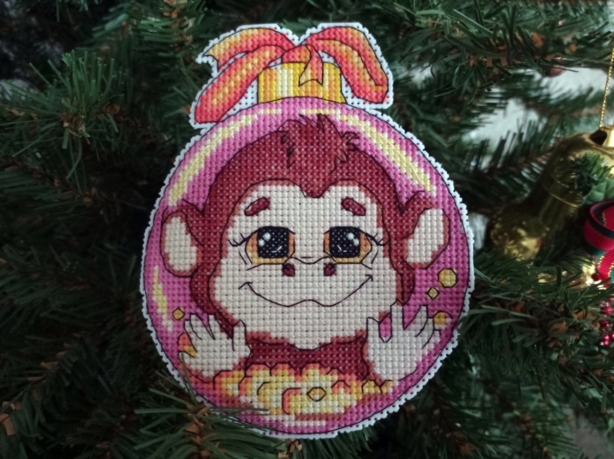 Christmas Monkey Cross Stitch Pattern фото 3
