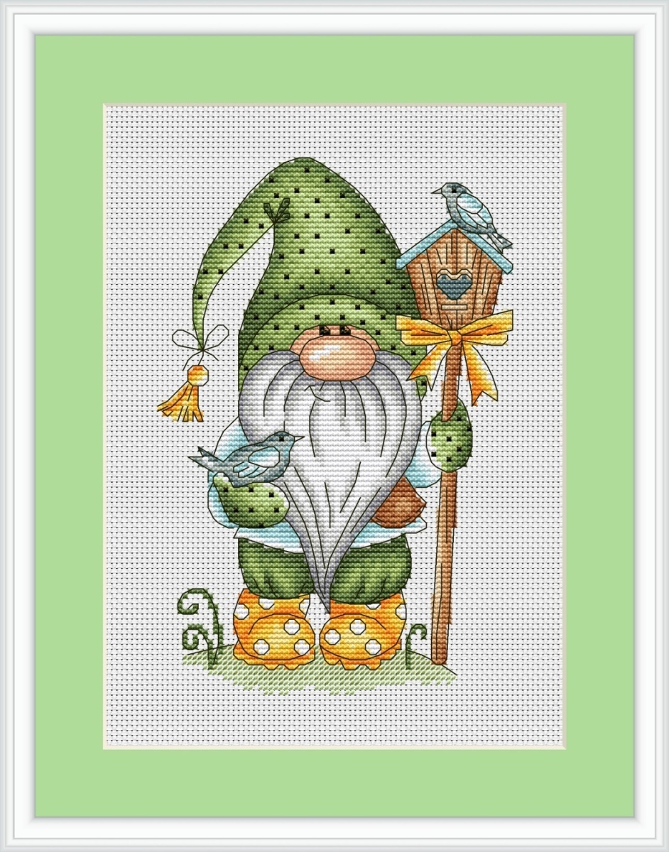 Spring Gnome Cross Stitch Pattern фото 1