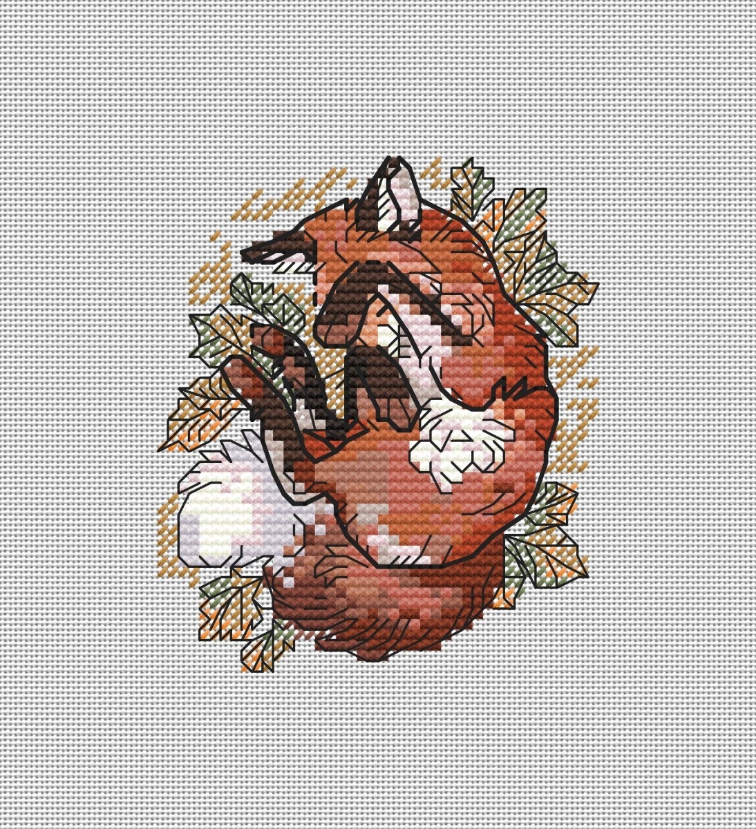 Small Sleeping Fox Cross Stitch Pattern фото 2