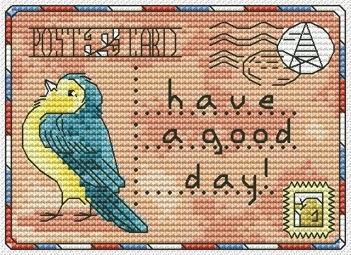 Postcard with a Bird Cross Stitch Pattern фото 1