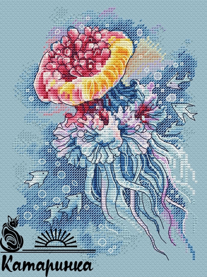 A Jellyfish Cross Stitch Chart фото 1
